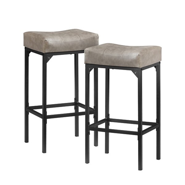 2pcs Bar Stool with Soft PU Leather Cushion and Footrest