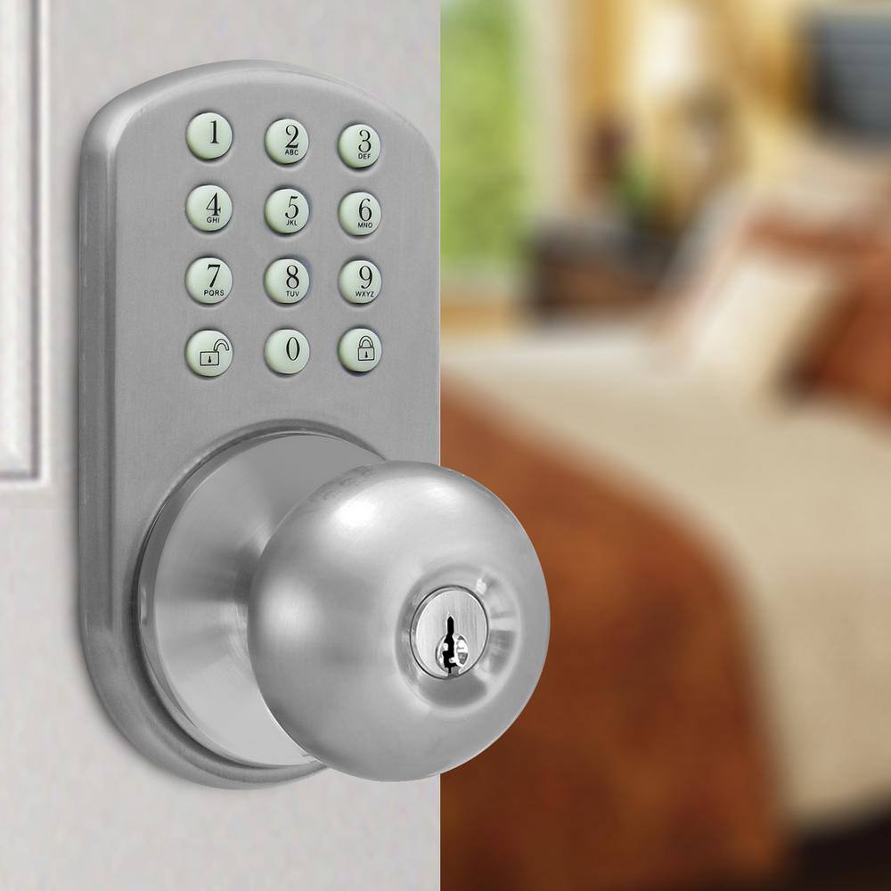 MiLocks Keyless Satin Nickel Entry Door Knob TKK-02SN