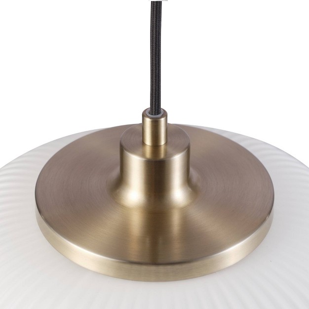 Novogratz X Globe Lily 1 light Matte Brass Pendant Lighting With Frosted Ribbed Glass Shade Globe Electric