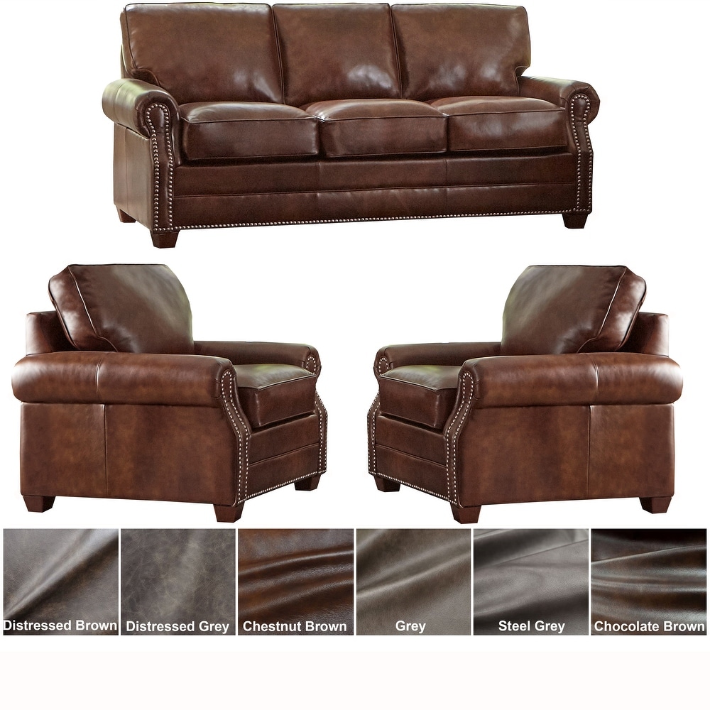 Made in USA Revo Top Grain Leather Sofa and Two Chairs Set