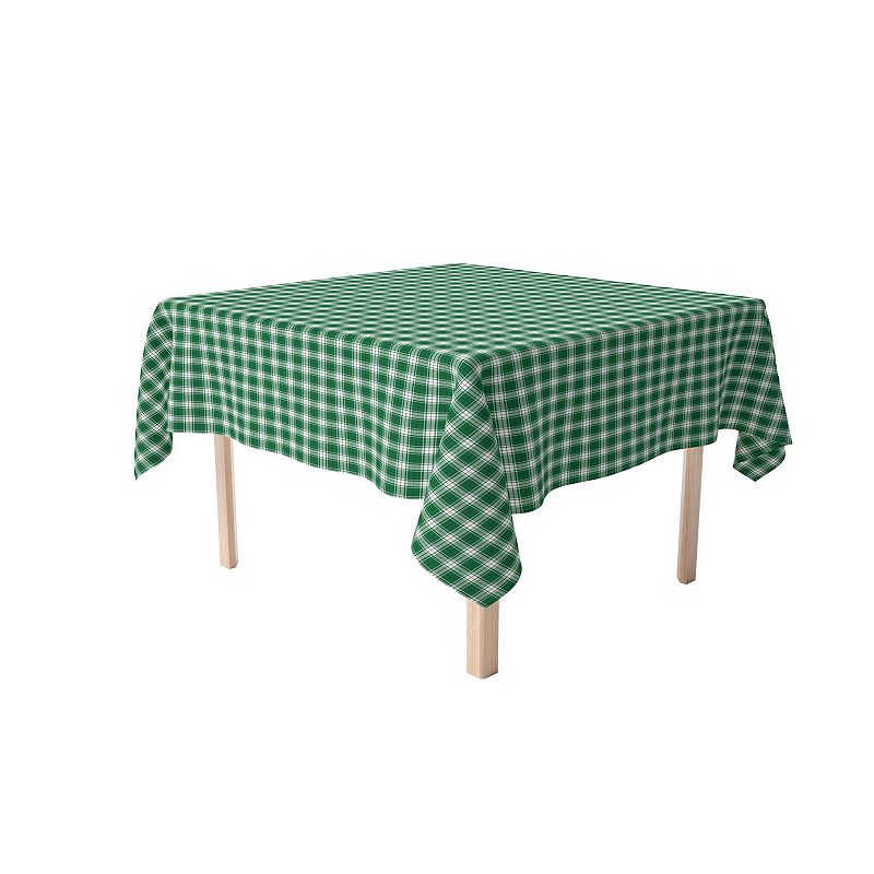 Square Tablecloth， 100% Polyester， 60x60， Christmas Green Plaid