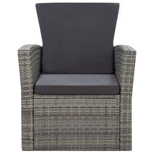 4 Piece Patio Lounge Set with Cushions Poly Rattan Gray