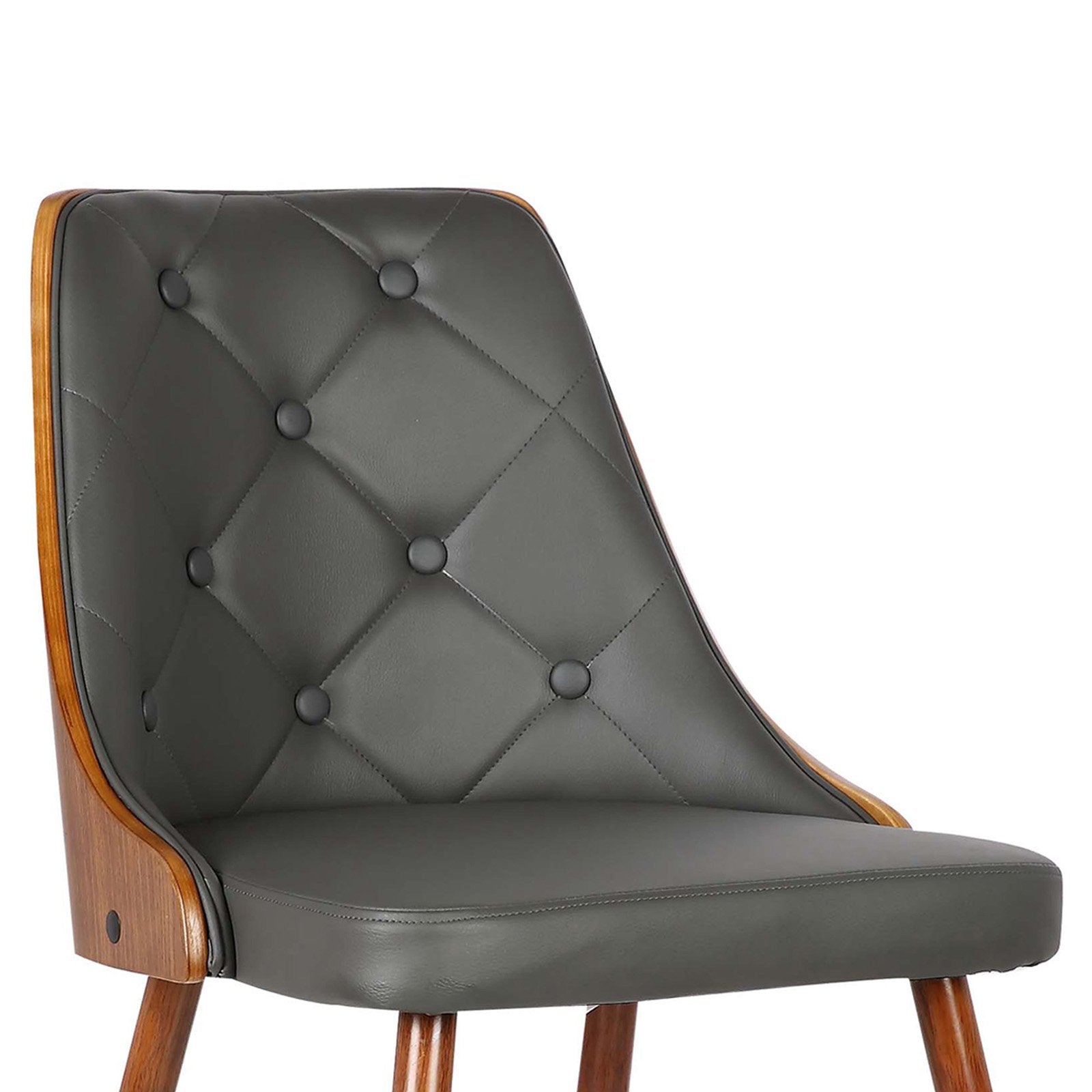 Armen Living Lily Dining Chair Upholstered Tufted Grey with Wood Legs