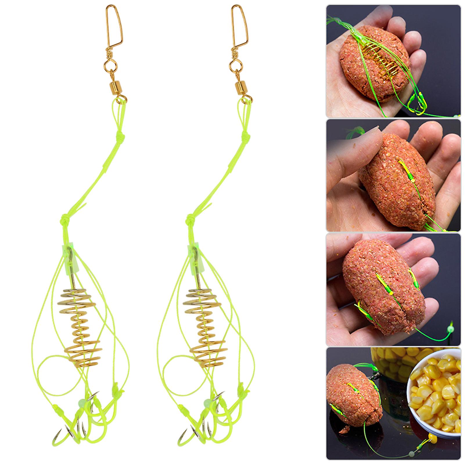 4pcs Carp Fishing Baits Hook Lure Fish Bait Luminous With Spring Feeder Glow Beads Tackle12#