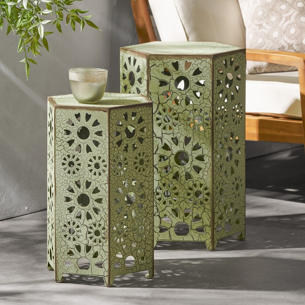Eliana Outdoor 12 inch and 14 inch Nested Side Table Set by Christopher Knight Home