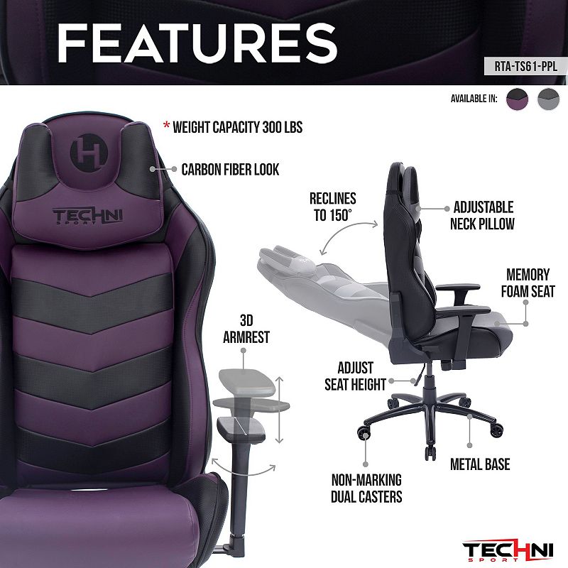 Techni Sport Ergonomic High Back Video Gaming Chair