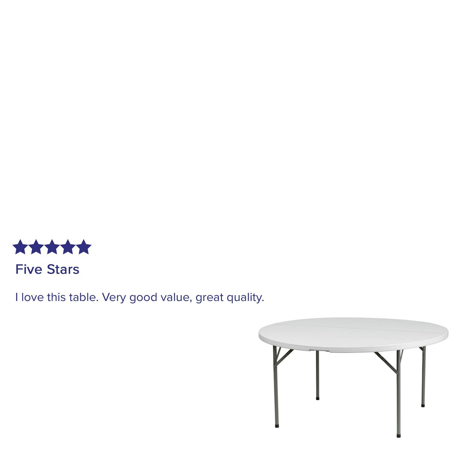 Flash Furniture 5Foot Round Granite White Plastic Folding Table  Crowdfused