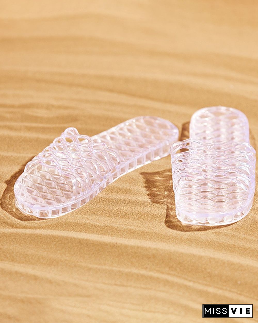 Clear Perspex Cutout Open Toe Casual Slipper