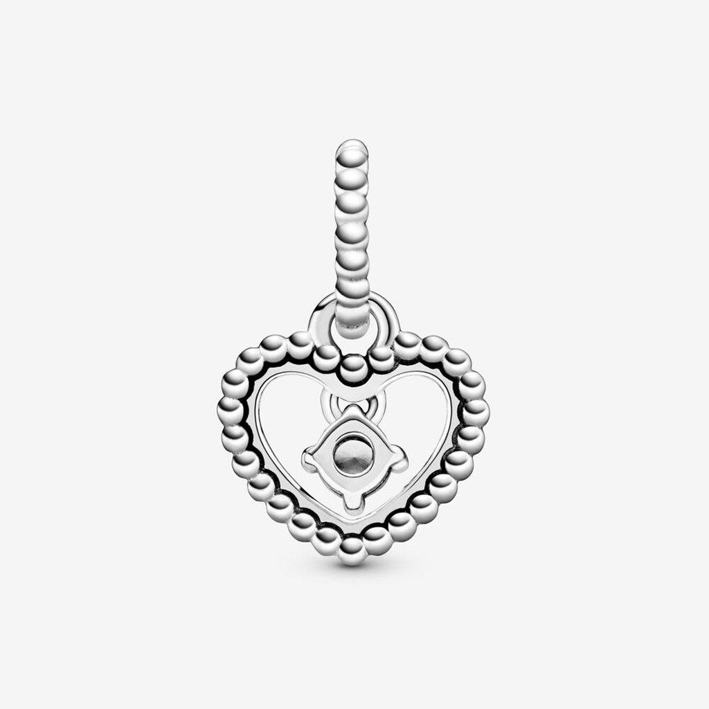 PANDORA  Milky White Beaded Heart Dangle Charm