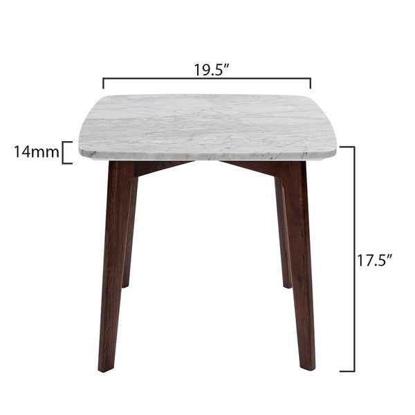 Carson Carrington Tangby 19.5-inch Square Marble Table with Walnut Legs