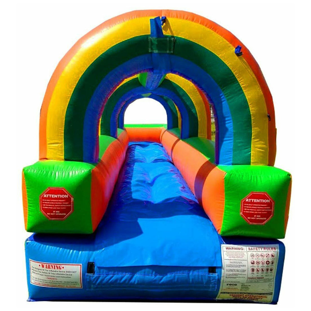 Pogo Bounce House Crossover Giant Inflatable Slip and Slide, Rainbow, No Blower