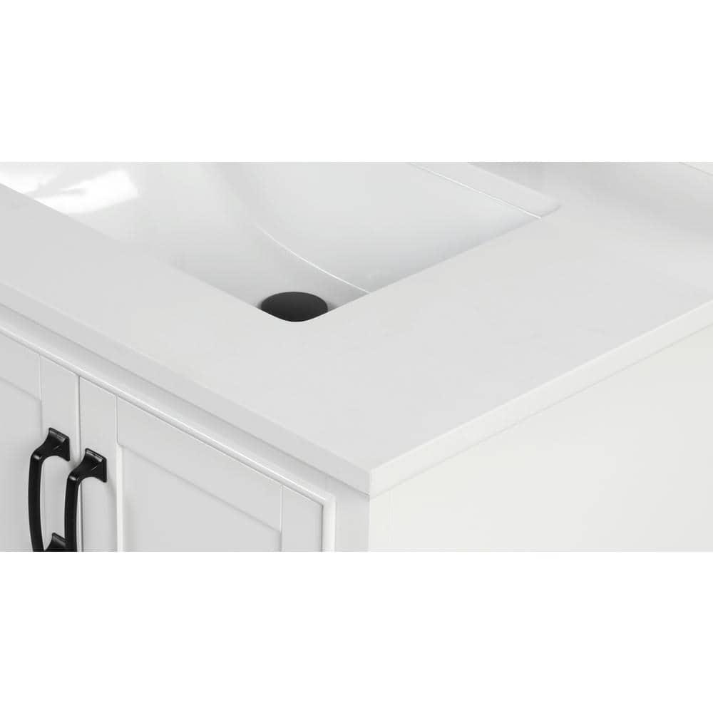 Home Decorators Collection 25 in W x 22 in D x 075 in H Quartz Vanity Top in Snow White with White Basin