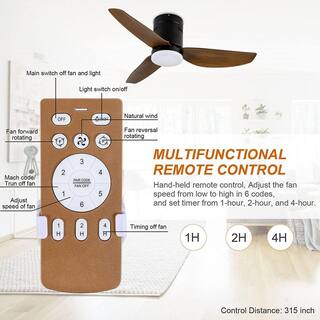 JESHUA 40 in. Brown Indoor Ceiling Fan with LED Light and Remote Control 6-Speed Modes 2 Rotating Modes HIFANXCEIL40BROWN