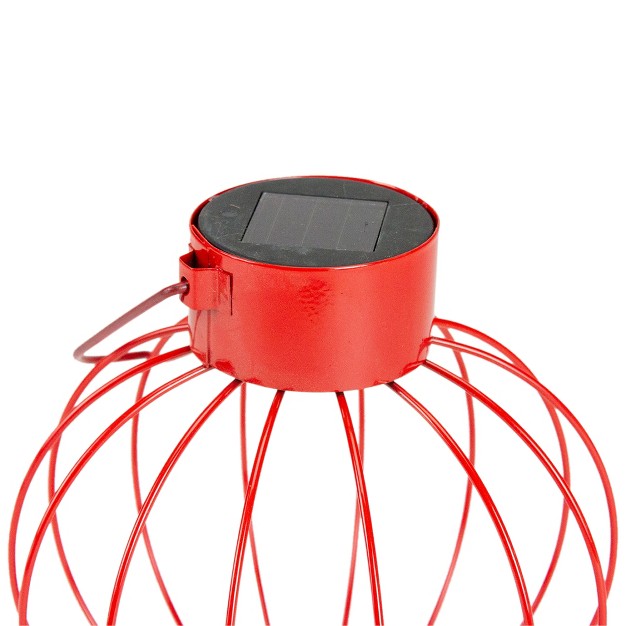 Red Outdoor Hanging Led Solar Lantern With Handle