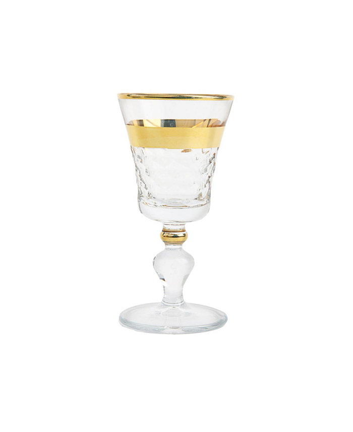 Classic Touch 2 Oz. Shot Glasses with Gold-Tone Cut Crystal Detail Set of 6