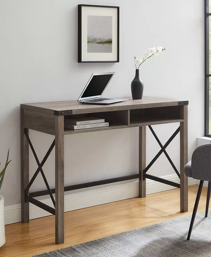 Walker Edison Farmhouse Metal and Wood Desk