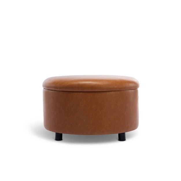 Sadie Large Round Storage Ottoman Eluxury