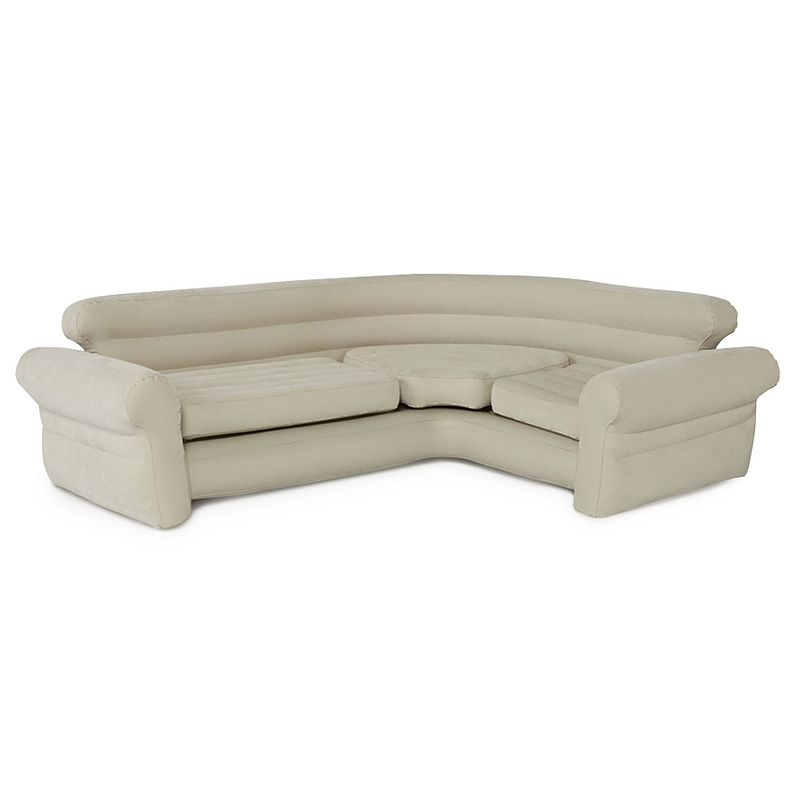 Intex Inflatable Corner Living Room Air Mattress Sectional Sofa Couch， Beige