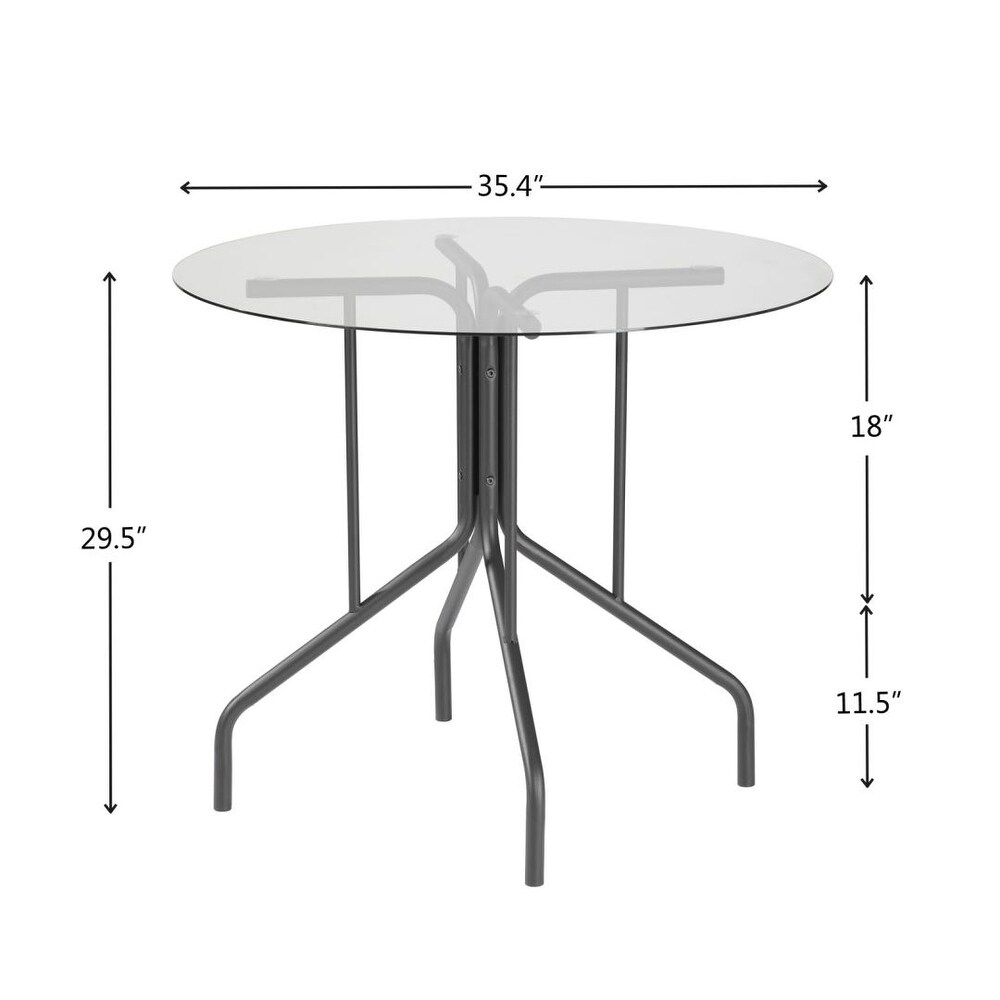 Modern Round 5 Piece Tempered Glass Table with 4 Chairs for Home Kitchen