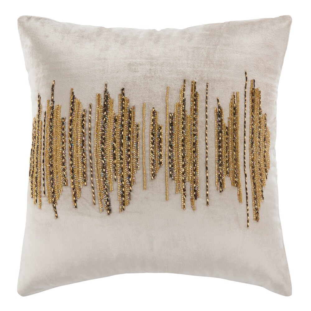 SAFAVIEH Deston Darling Boho Sequin Beige/ Gold 20 inch Decorative Pillow