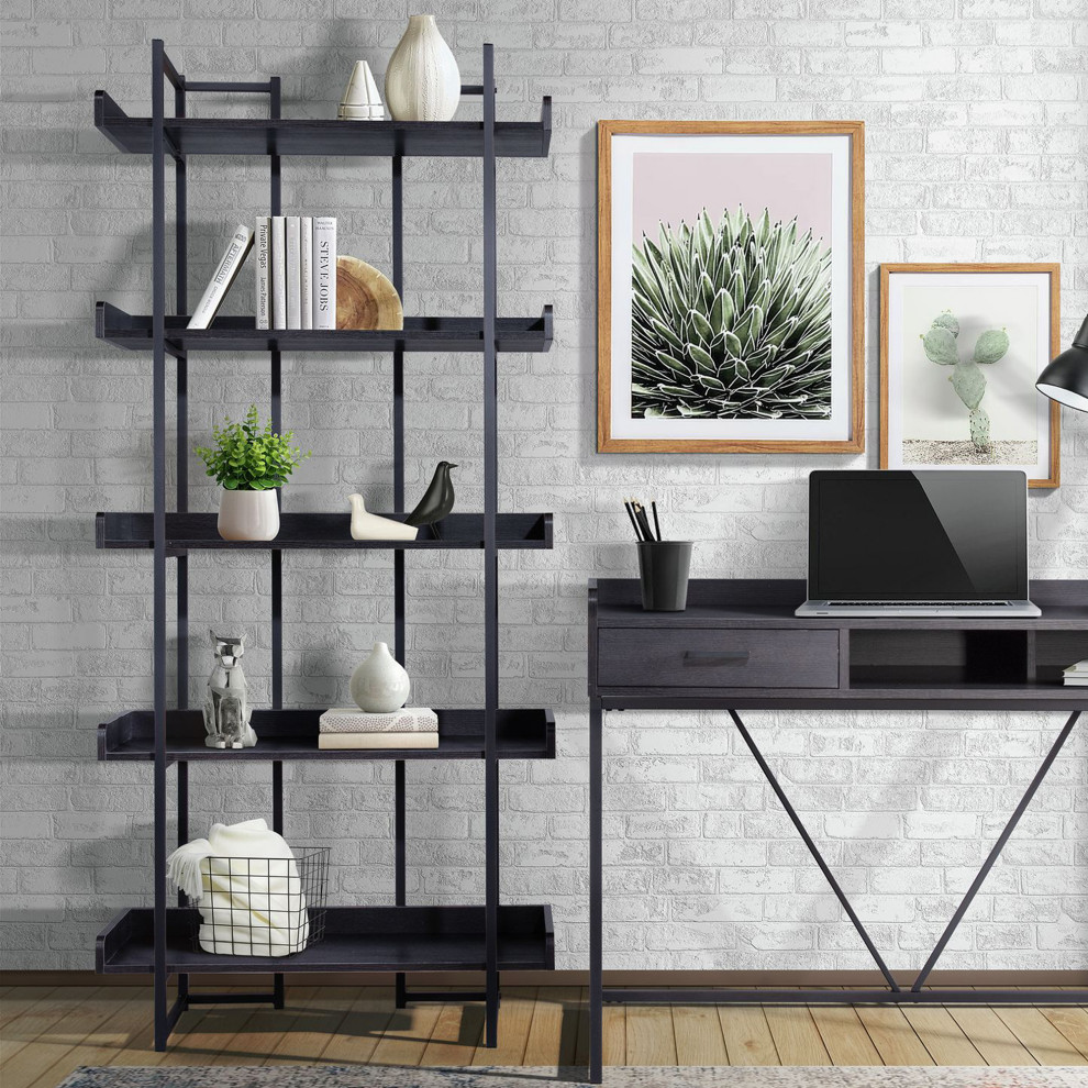 Picket House Peyton Bookshelf  Espresso   Industrial   Bookcases   by Picket House  Houzz