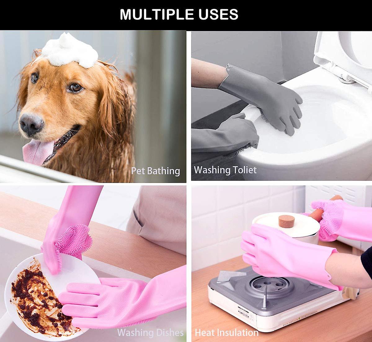 Pet Grooming Gloves For Bathing And Hair Removal， Dogs And Cats Bath Shampoo Brush ， Soft And Durable Silicone Scrubber Glove For Pets Shower Like Hor