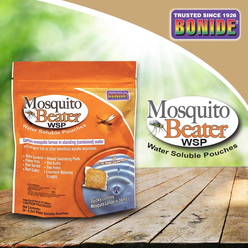 Bonide Mosquito Beater Water Soluble Pouches Pack of 24 Pouches Control Mosquito Larvae in Standing Water Won't Harm Fish 549