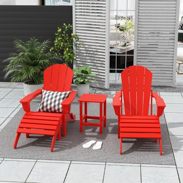 Polytrends Laguna Hdpe All Weather Outdoor Patio Foldable Adirondack Chairs Conversation Set (5Piece Set)