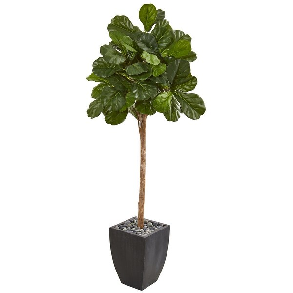 71 Fiddle Leaf Fig Artificial Tree in Black Planter