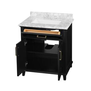 Home Decorators Collection Bonica 30 in. W x 22 in. D x 34.50 in. H Bath Vanity in Espresso with Carrara Marble Top Bonica 30E