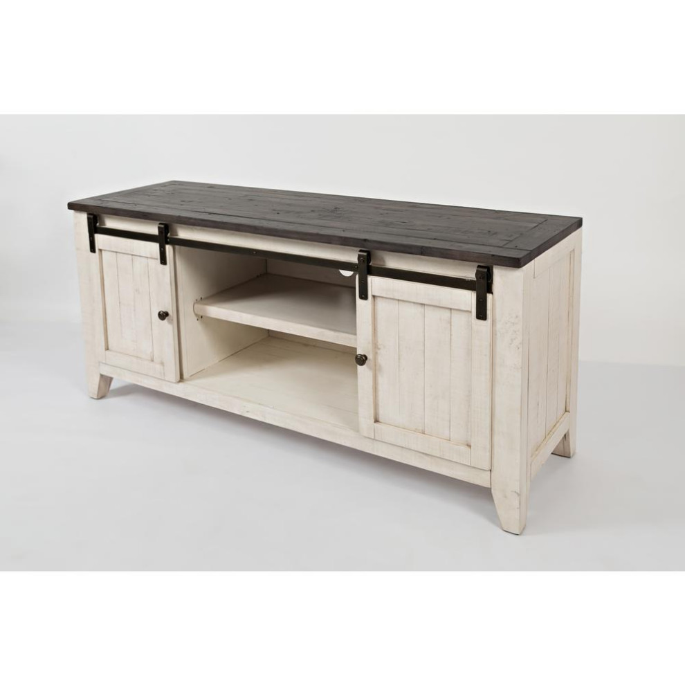 Madison County 60 Console   Vintage White   Farmhouse   Entertainment Centers And Tv Stands   by BisonOffice  Houzz