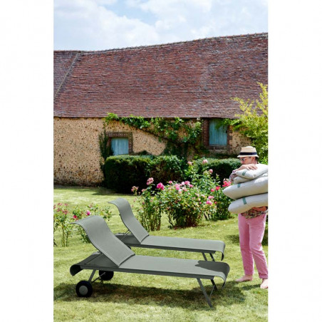 Bain de soleil FERMOB Dune STEREO - Chaise longue de jardin toile