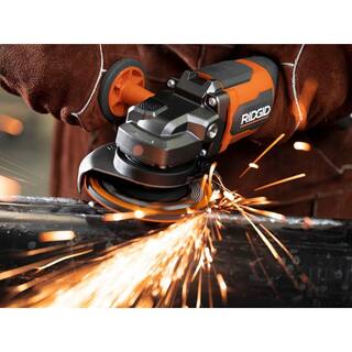 RIDGID 18V Brushless Cordless 4-12 in. Angle Grinder with 4.0 Ah Lithium-Ion Battery R86047B-AC87004