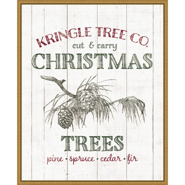 X 20 quot Christmas Tree Farm Sign By Wild Apple Portfolio Framed Canvas Wall Art Amanti Art