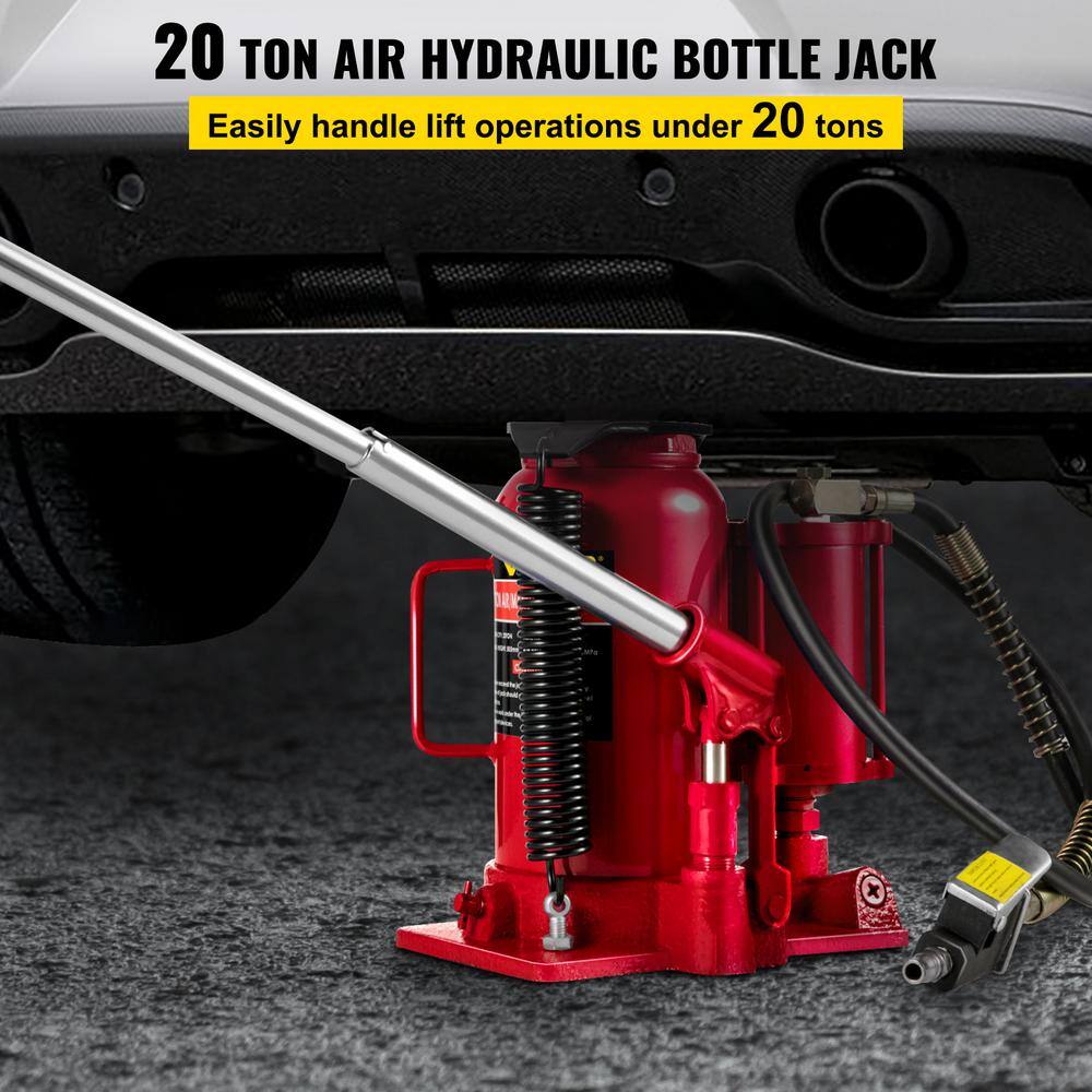 VEVOR 20-Ton Bottle Red Air Hydraulic Bottle Jack Heavy-Duty Auto Truck Repair Lift Air Jack QJD20TYYGSRD00001V0