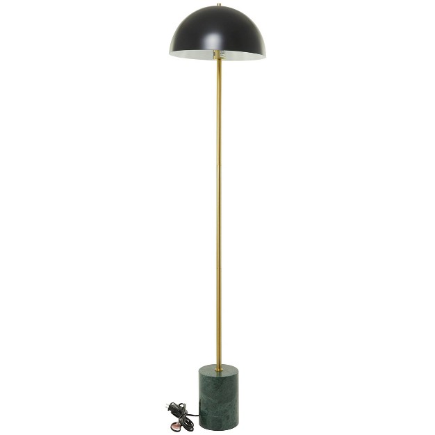 Metal Umbrella Style Floor Lamp With Marble Base Black includes Led Light Bulb Olivia amp May