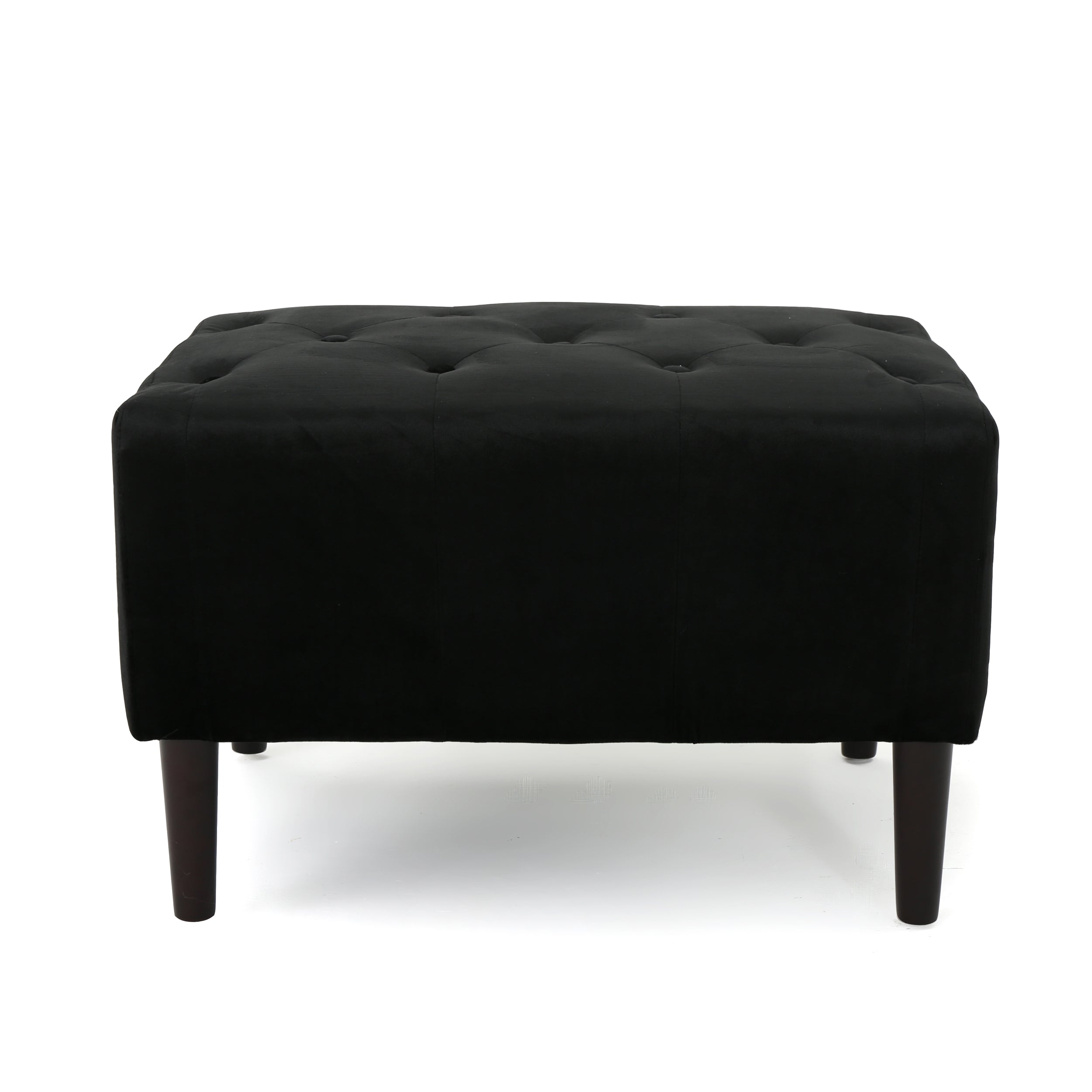 Kalani Modern Glam Button Tufted Diamond Stitch Velvet Ottoman With Tapered Legs