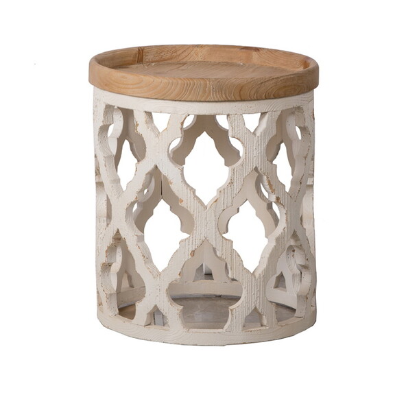 23 Large Distressed White Side Table