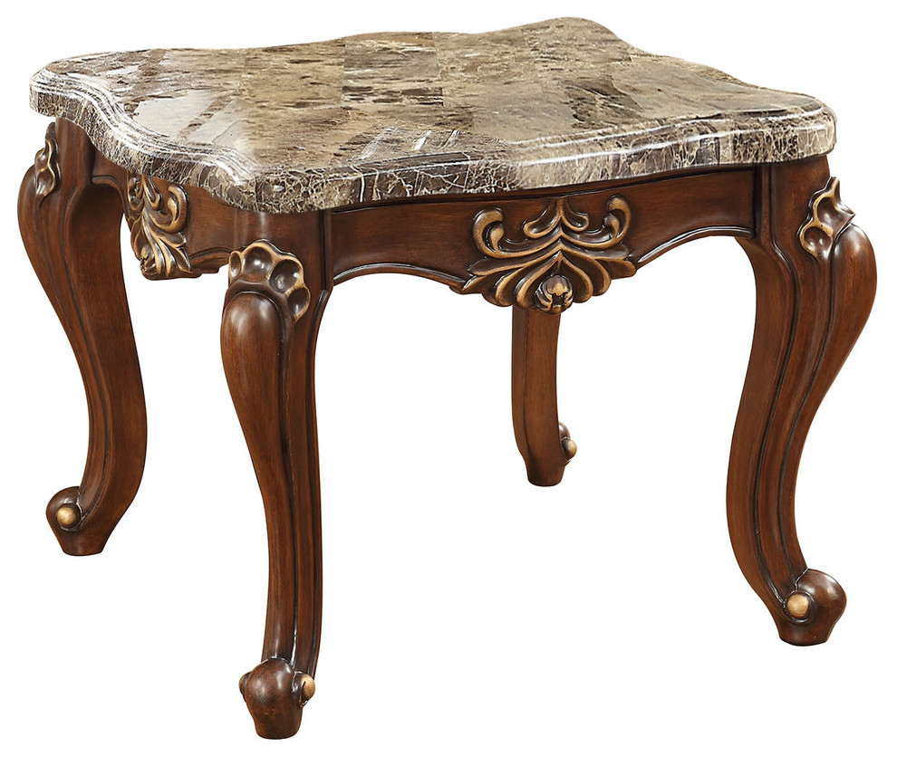 ACME Shalisa End Table  Marble and Walnut   Victorian   Side Tables And End Tables   by Acme Furniture  Houzz