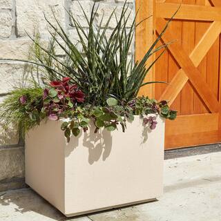 PolyStone Planters Monterrey Square 23 in. x 23 in. Greige Composite Window Boxes  Troughs 3009