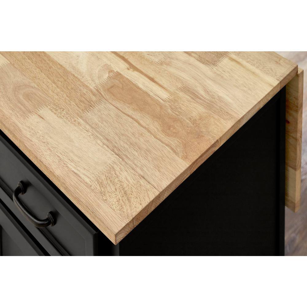 Home Decorators Collection Black Kitchen Island with Natural Butcher Block Top SK19304Er1-B