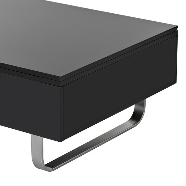 Modern Coffee Table with Lifted Tabletop and High-gloss Surface， Lift-top