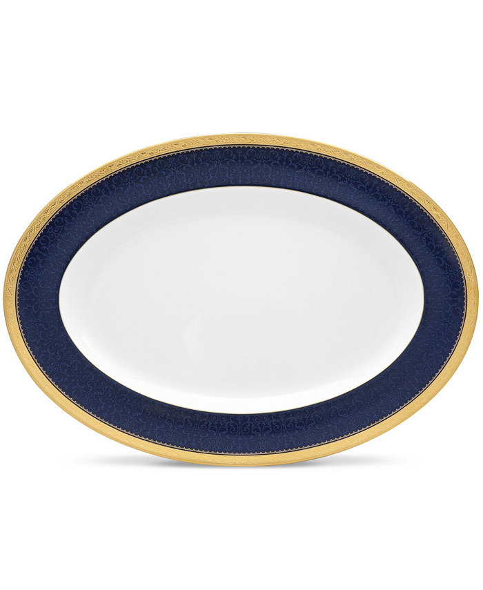 Noritake Odessa Cobalt Gold Oval Platter 16