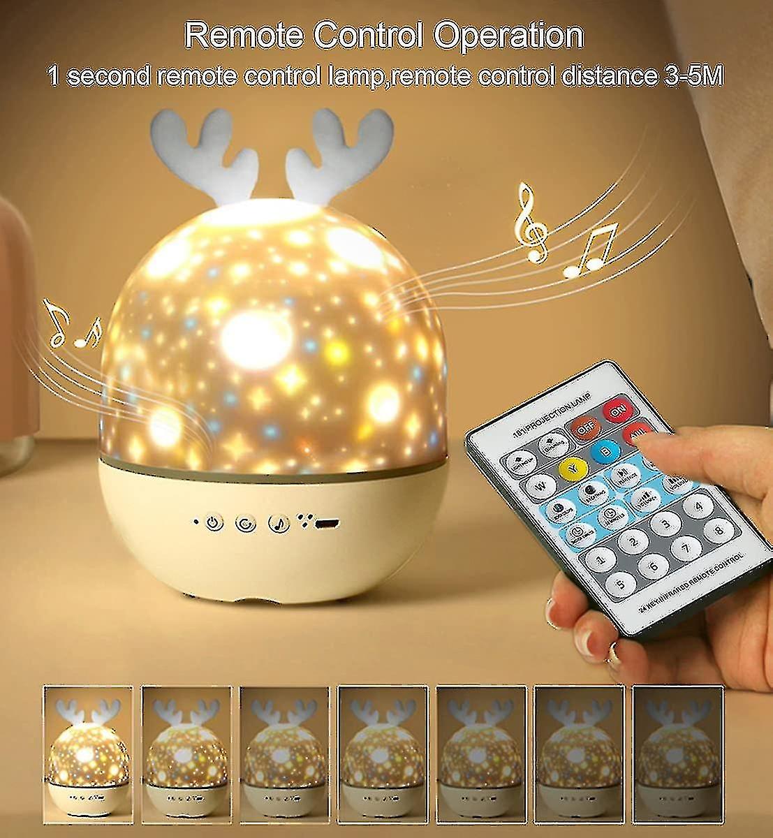 Night Light Projector With Music， Star Light Projecter With Remote Control， 6 Projector Films Baby N