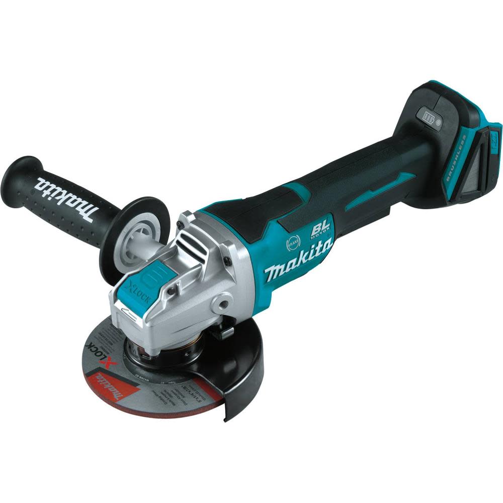 Makita 18V LXT? Lithium-Ion Brushless Cordless 4-1/2” / 5 Paddle Switch X-LOCK Angle Grinder， with AFT?， Bare Tool