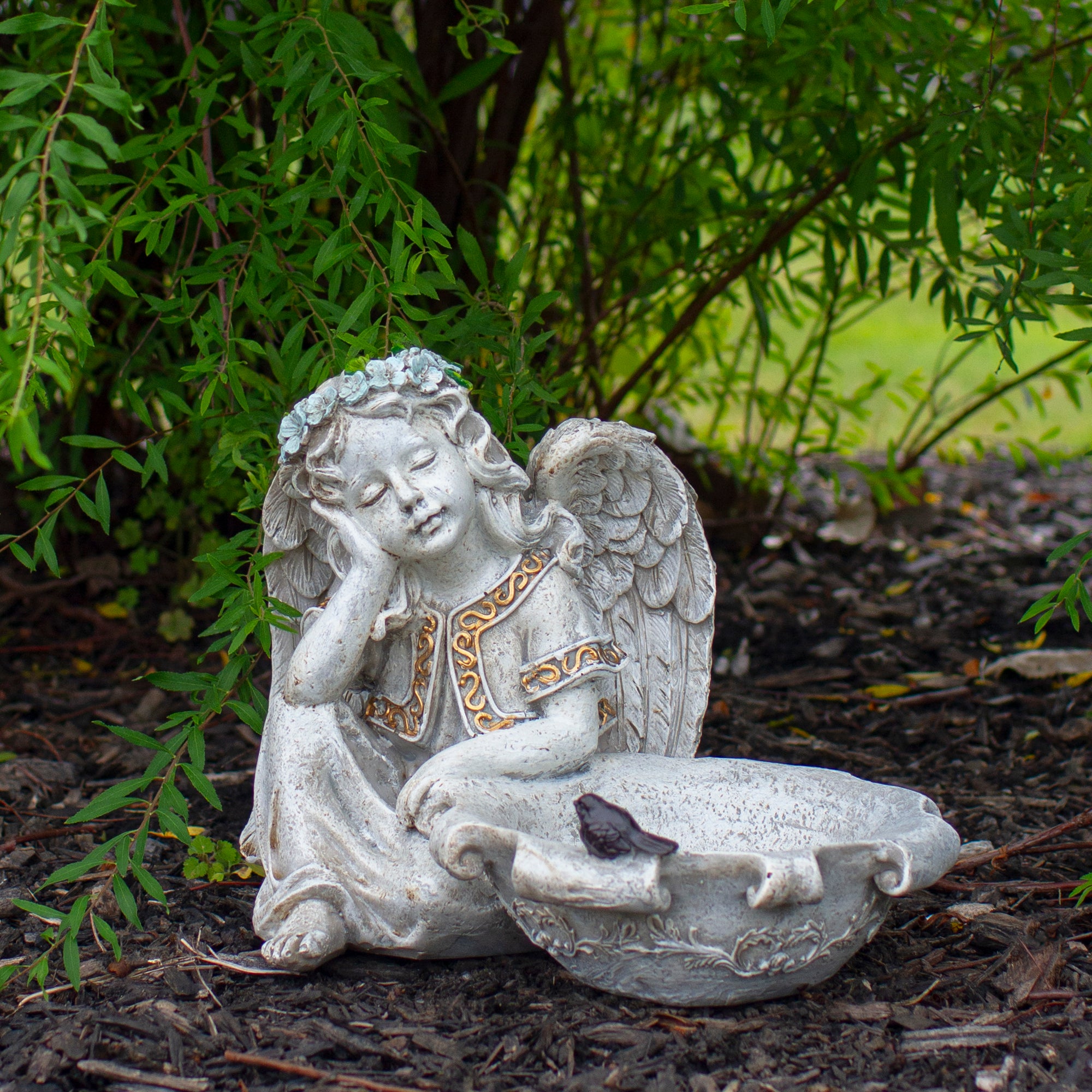 Northlight Heavenly Gardens Resting Angel Bird Bath or Feeder Outdoor Garden Statue