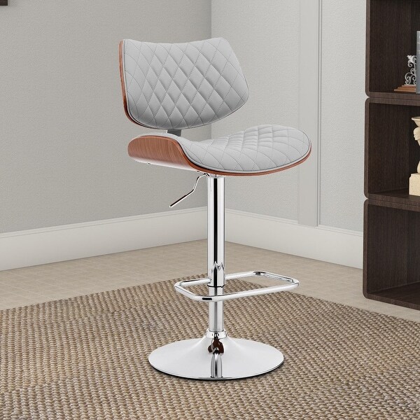 Metal and Faux Leather Adjustable Bar Stool