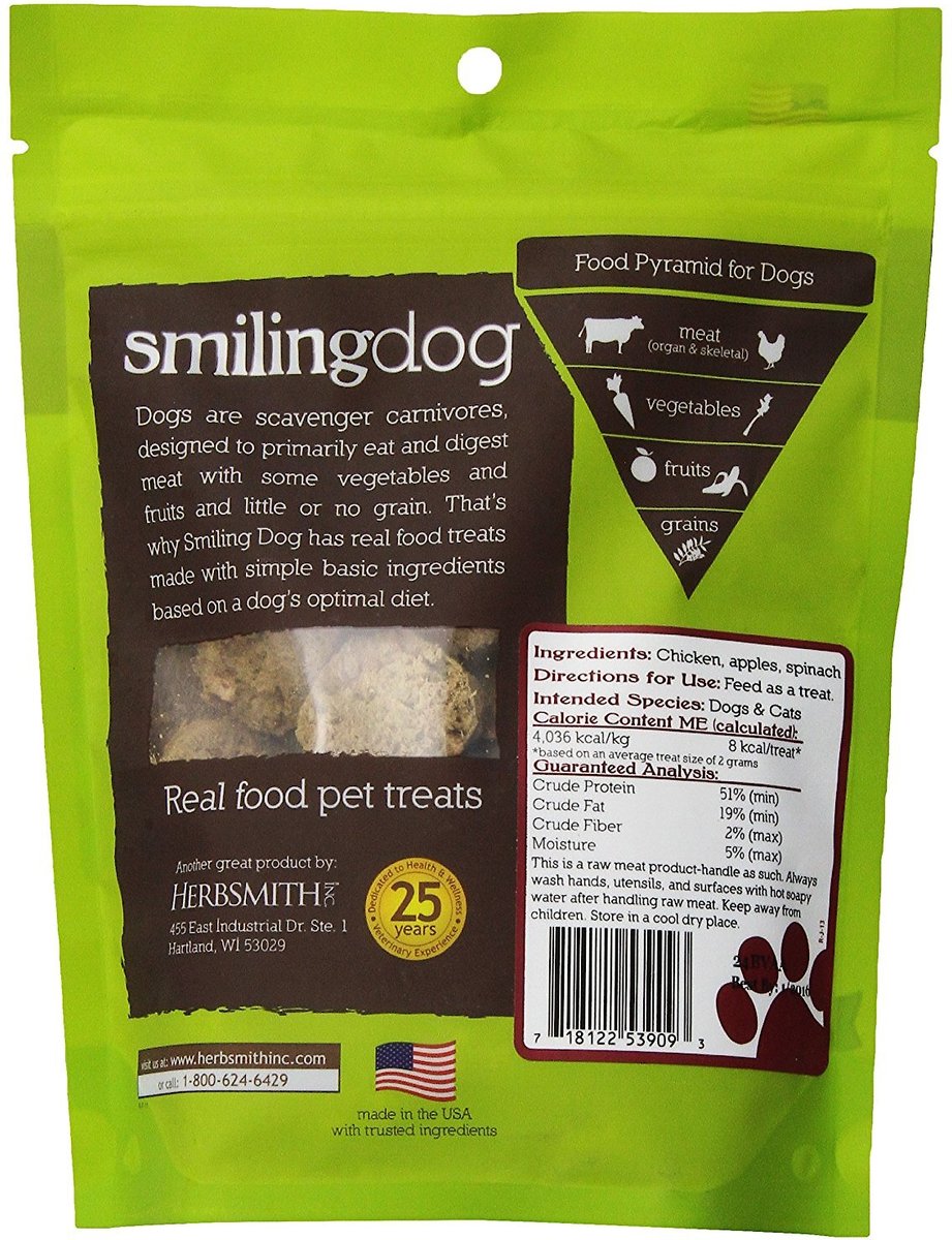 Herbsmith Smiling Dog Chicken with Apples and Spinach Freeze-Dried Dog Treats