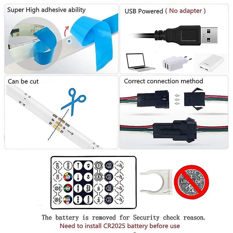 Led Strip Light Ws2812b Rgb 5050 1m-30m Rainbow Effect Usb Bluetooth Individually Addressable Diode Flexible Lamp Dc5v Backlight