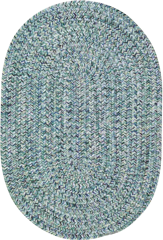 5 x 8 Medium Ocean Blue Oval Braided Indoor-Outdoor Rug - Sea Glass